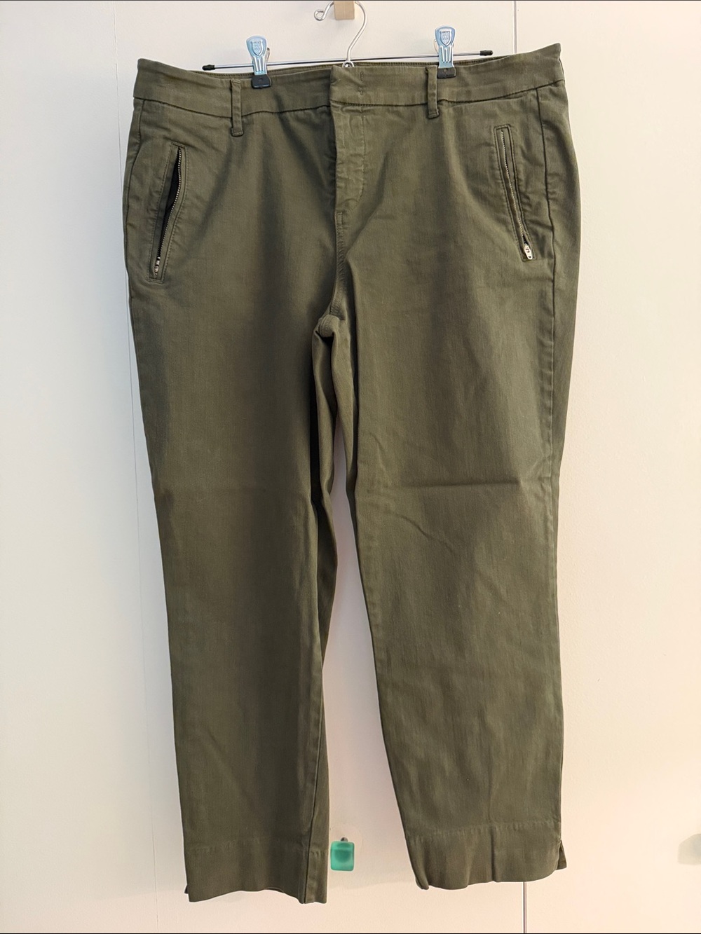 Level 99 Olive Straight-Leg Ankle Pants with Zip Pockets
